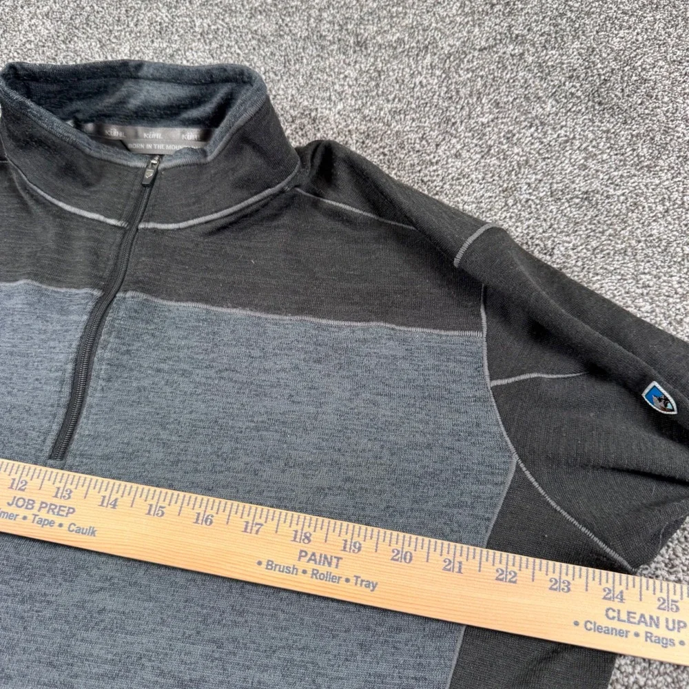 Kuhl Men's XL Quarter Zip Pullover Black Grey Colorblock Thumbhole Hiking Top - Picture 5 of 6